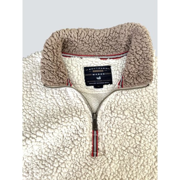 Southern Marsh Women's Medium Beige Fleece Pullover Quarter Zipper - Picture 6 of 8